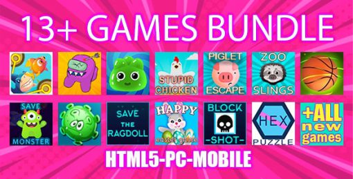 13+ game bundle. Html5 & Mobile & PC. -90%