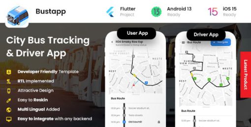 4 App Templates| City Bus Tracking App| Bus Ticket Booking App| City Bus Driver & Rider App| Bustapp