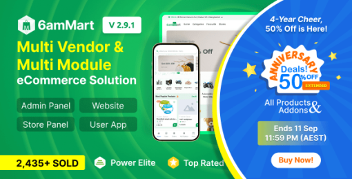 6amMart - Multivendor Food, Grocery, eCommerce, Parcel, Pharmacy delivery app with Admin & Website