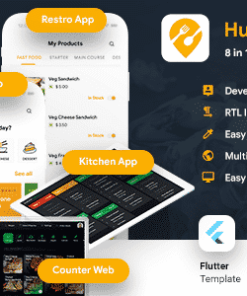 8 in 1 multi Restaurant Food Ordering App|Food Delivery App|Android+iOS App Template|Flutter Hungerz