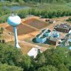Aerial View of Sewage Treatment Plant Industrial of Water Treatment