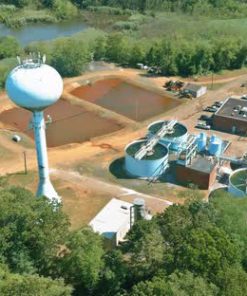 Aerial View of Sewage Treatment Plant Industrial of Water Treatment