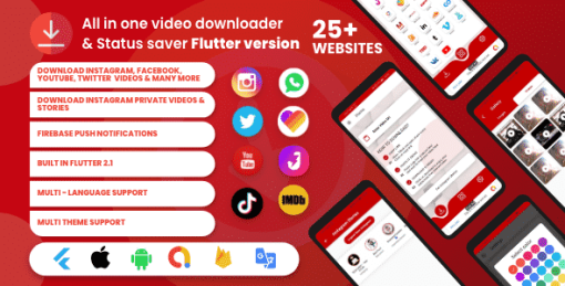 All Video Downloader & Story Saver Flutter Supports Whatsapp, Tiktok, Instagram, Facekook