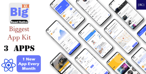 BigKit - Biggest React Native App Template Kit - 3 Apps (Add 1 App Every Month)