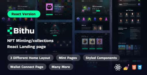 Bithu - NFT Minting/Collection React Landing Page Template