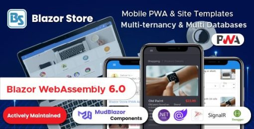 BlazorStore Pro - Mobile PWA and Site Templates Multi-ternant + Multi Database