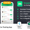 Car Pooling Android App template + iOS App Template | 2 Apps Rider + Driver | Flutter 2| Vroom