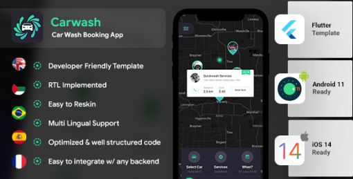 Car Service Appointment Booking Android App Template + iOS App Template | 2 Apps| CarWash| Flutter 2