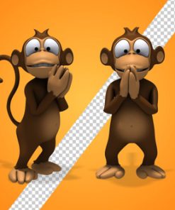 Cartoon Monkey 3d Charater - Clapping Applause (2-Pack)