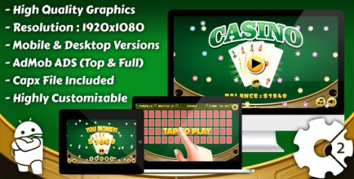 Casino - "Cards Memory" HTML5 Game, Mobile Version+AdMob!!! (Construct 3 | Construct 2 | Capx)