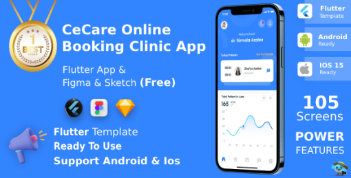 CeCare ANDROID + IOS + FIGMA + SKETCH | UI Kit | Flutter | Online Clinic & Medical App