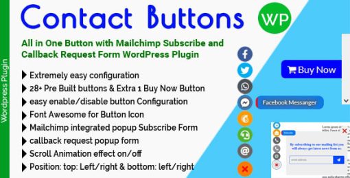 Contact Buttons - All in One Button with Mailchimp Subscribe and Callback Request Form for WordPress
