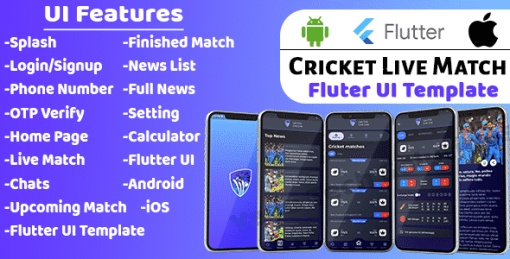 Cricket Live Match UI Template | Flutter 2.0 |