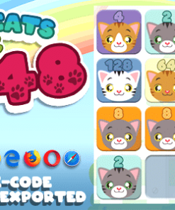Cute Cats 2048 HTML5 Game - With Construct 3 File