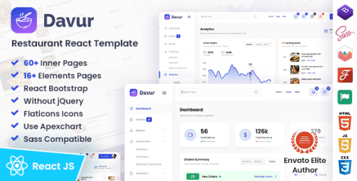 Davur | Restaurant Food React Admin Dashboard Template