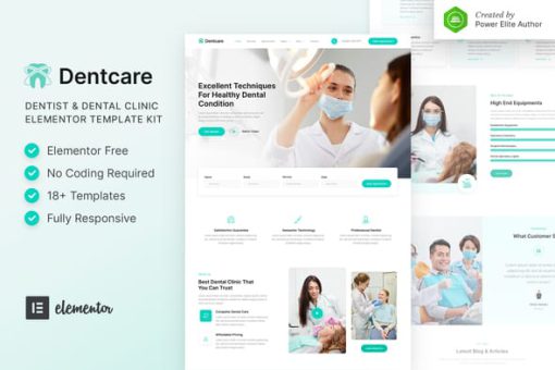 Dentcare – Dentist & Dental Clinic Elementor Template Kit