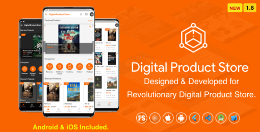 Digital Download Products Store For eBook, Video, Photo (Using Flutter For iOS and Android) 1.8