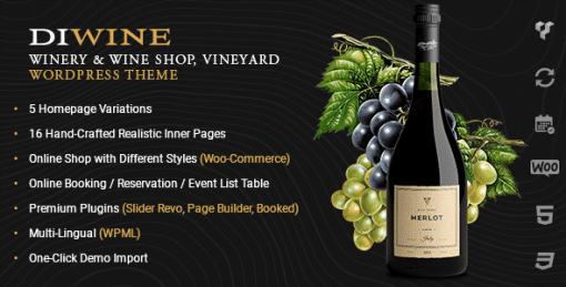 Diwine - Winery & Wine Shop, Vineyard WordPress Theme