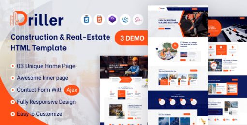 Driller - Construction & Real Estate Company HTML Template