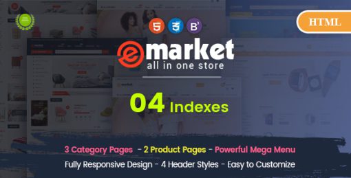 eMarket - Creative Responsive MultiPurpose HTML 5 Template (Mobile Layouts Included)