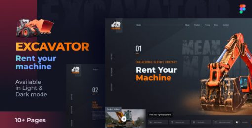 EXCAVATOR | 10 Construction Machine Renting Website Figma Template