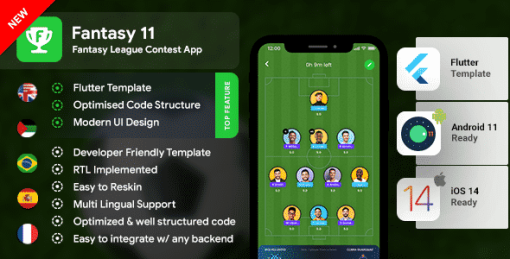 Fantasy League Contest Sports App Android + iOS Template | Flutter | Fantacy 11