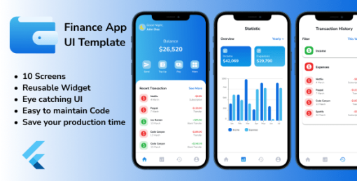 Finance App UI Template - Flutter