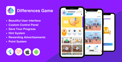 Find Differences Game  | Flutter Full App + Laravel Admin Panel