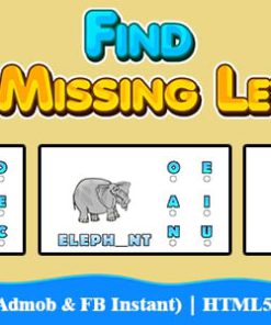 Find The Missing Letter Kids Education Game (Construct 3 | C3P | HTML5) Admob and FB Instant Ready