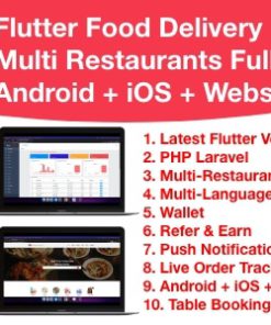 Flutter 3 Food Delivery Multi Restaurants Laravel Backend (Android + iOS + Website + Admin + PWA)