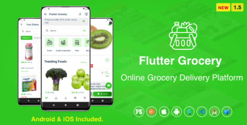Flutter Multi Vendor Grocery (Convenience Store, Food, Vegetable, Fresh Fruit, eCommerce, Retail)1.5