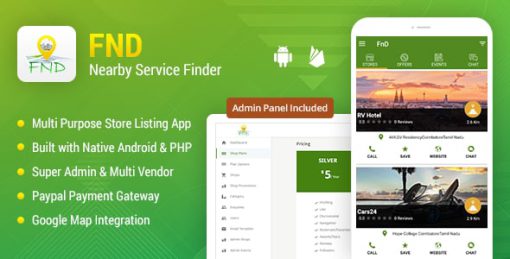FnD - On-Demand Nearby Shops & Stores Directory WebApp + Android + iOS