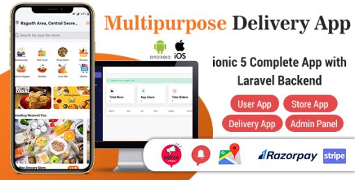 Food Delivery App - ionic 5 Complete App with Laravel Backend (User, Store & Driver App)