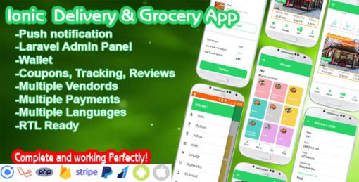 Food Delivery Ionic + PHP Laravel Admin Panel