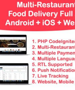 Food Delivery Multi Restaurant Ionic 5 + CodeIgniter (Android + iOS + Website + Admin)