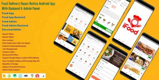 Food Delivery React Native Android App With Backend & Admin Panel