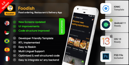 Food Ordering App | Food Delivery App | 3 Apps | Android + iOS App Template | IONIC 5 | Foodish