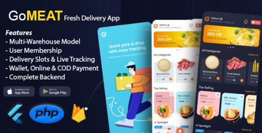 GoMeat | Chicken, Meat & Fish Delivery Flutter App with PHP Backend