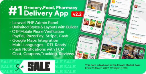 Grocery, Food, Pharmacy, Store Delivery Mobile App with Admin Panel