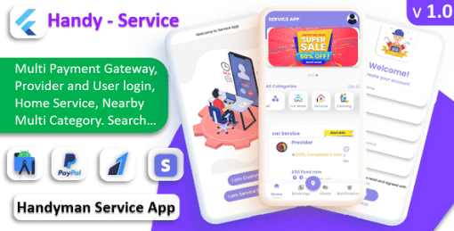 Handy Service APP | Multi Service | Nearby Service | Multi Categories | Multi Payment Gateways