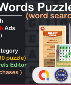 Hidden Words, word search puzzle (Complete unity game + AdMob + GDPR)