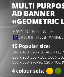 HTML5 Banner «Geometric line» 15 sizes, 4 colours  | Edge Animate