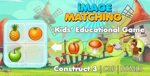 Image Matching Kids Learning Game (Construct 3 | C3P | HTML5) Educational Game