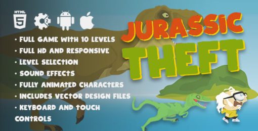 Jurassic Theft - HTML5 Dinosaur Vector Adventure Platformer Game