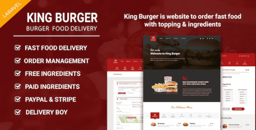King Burger - Restaurant Food Ordering website with Ingredients In Laravel