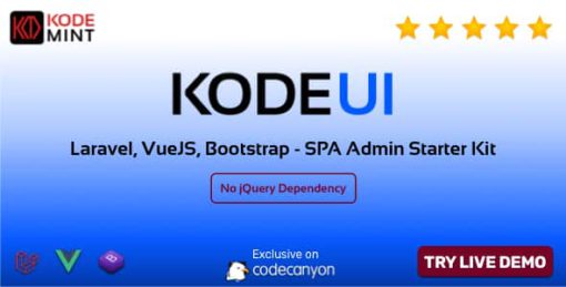 KodeUI - Laravel, VueJS, Bootstrap, SPA Admin Starter Kit