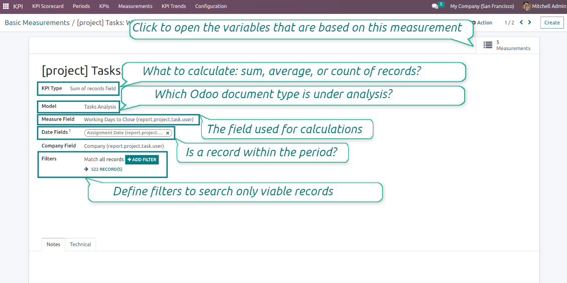 Basic low-level measurements for calculations