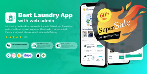 Laundry - Flutter App with Admin panel | laundry booking system | Quick wash | On-Demand Laundry