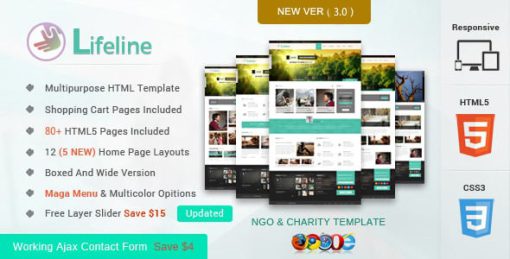 Lifeline NGO and Charity Responsive HTML Template
