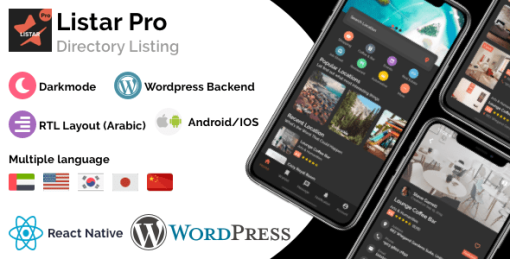 Listar Pro - mobile directory listing app for React Native & Wordpress